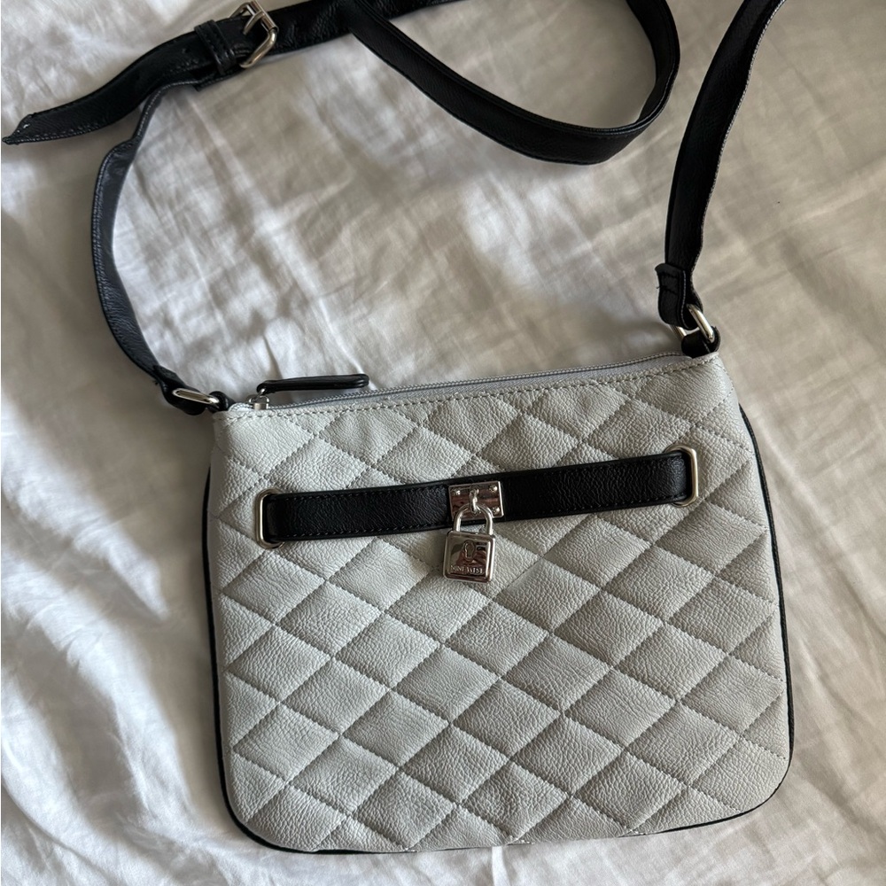 Nine West Black and Gray Quilted Crossbody Bag